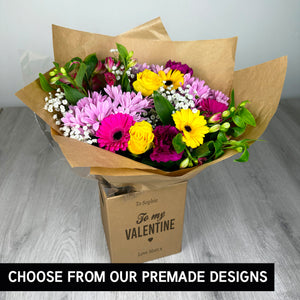 PERSONALISED Bright Mix Hand Tied Box Bouquet