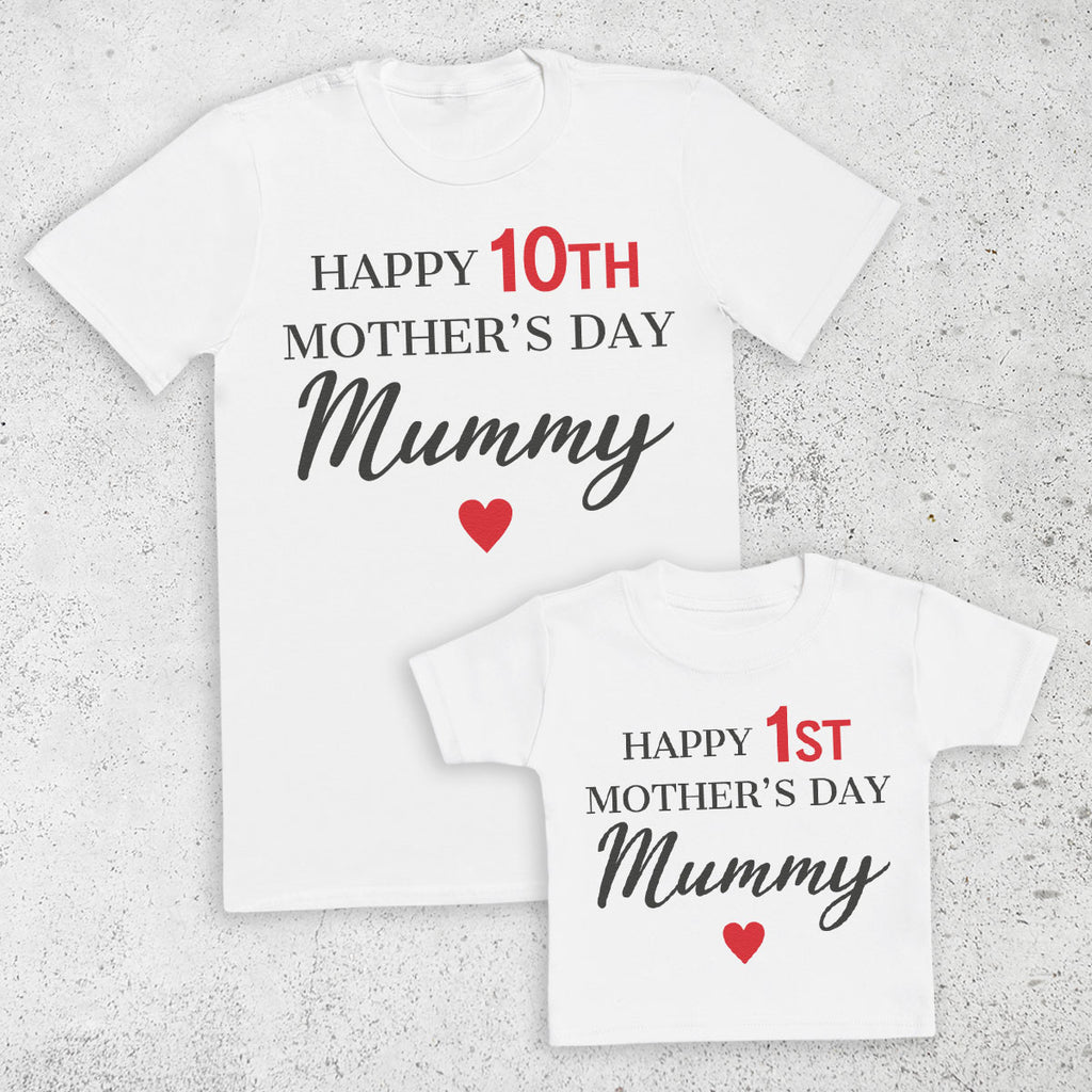 Personalised 1st, 2nd 10th Happy Mothers Day - T-Shirt & Bodysuit / T-Shirt - (Sold Separately)