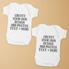 PERSONALISED - Printed Twins Baby Bodysuit with Text, Photos, anything!