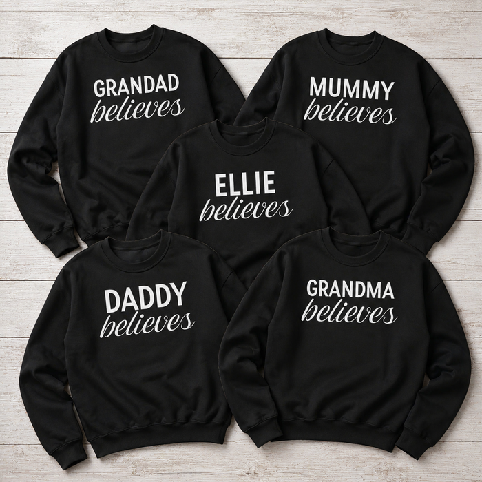 PERSONALISED Name Believes - Christmas Hoodie or Jumper Sweatshirt - All Sizes
