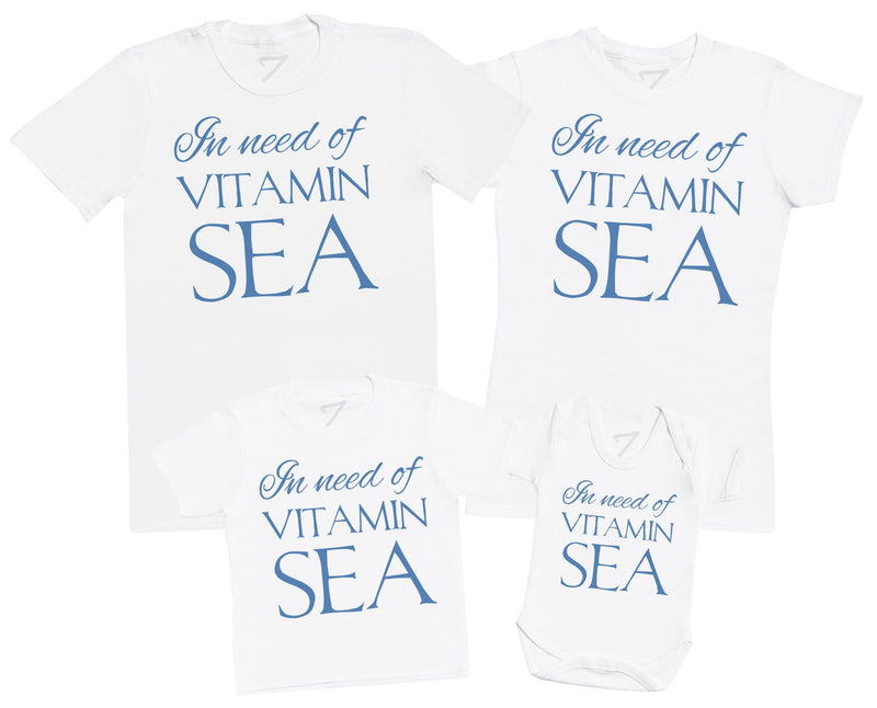 In Need Of Vitamin Sea - Matching Family Holiday Set - Baby Bodysuit & Kids T-Shirt, Mum & Dad T-Shirt - (Sold Separately)