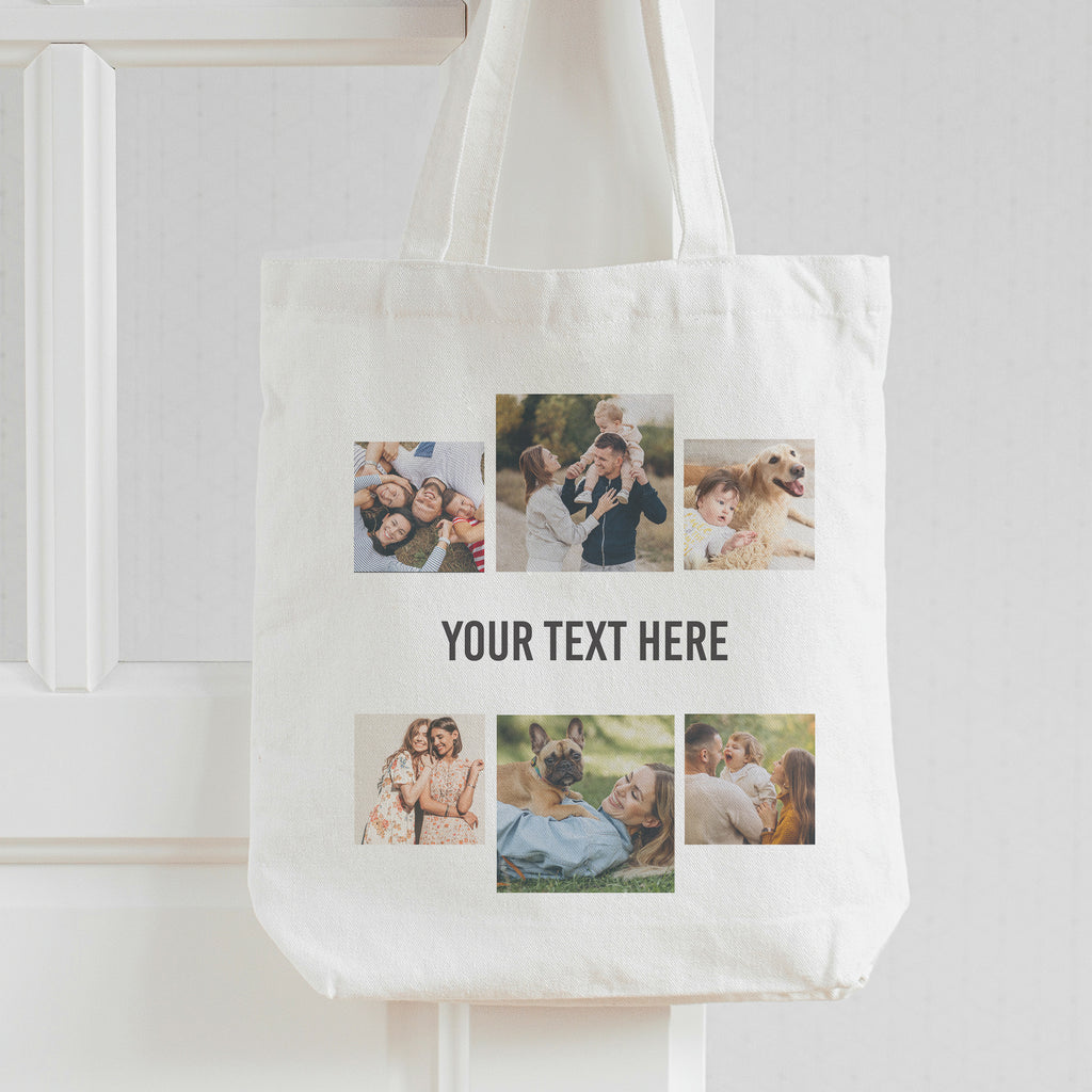 Personalised 6 Photos & Text - Canvas Tote Bag