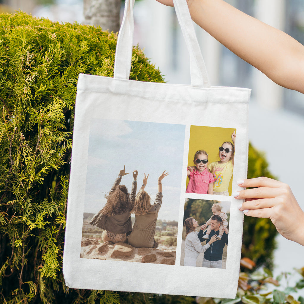 Personalised 3 Photo Collage Upload - Canvas Tote Bag