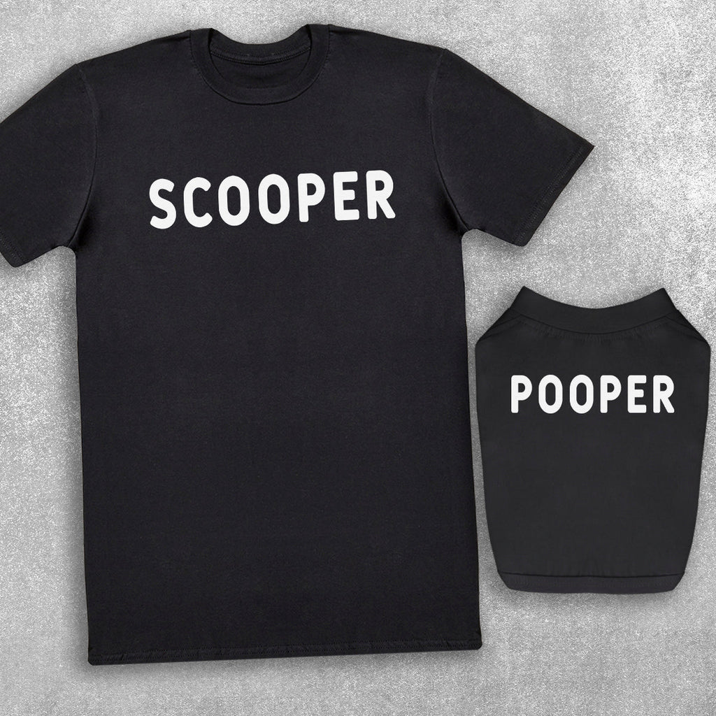 Pooper & Scooper - Dog T-Shirt And Mens/Womens T-Shirt Set - (Sold Separately)