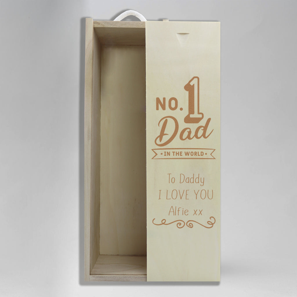 Personalised No.1 Dad In The World - Gift Bottle Presentation Box for One Bottle