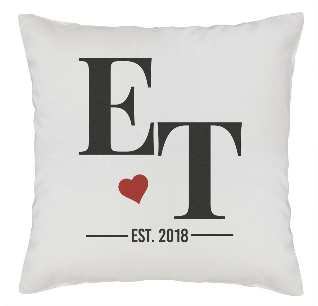 Personalised Initials & Date - Printed Cushion Cover