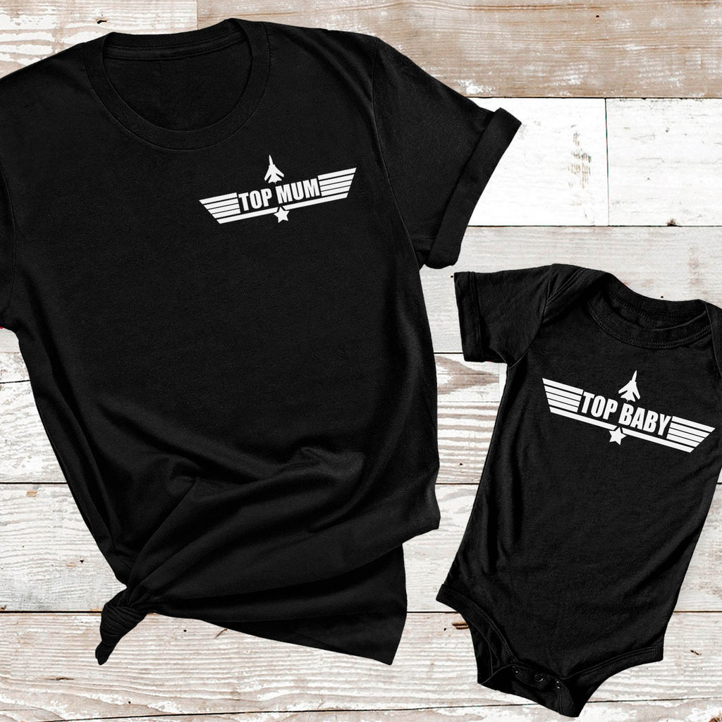 Top Baby & Top Mum - Baby T-Shirt & Bodysuit / Mum T-Shirt Matching Set - (Sold Separately)