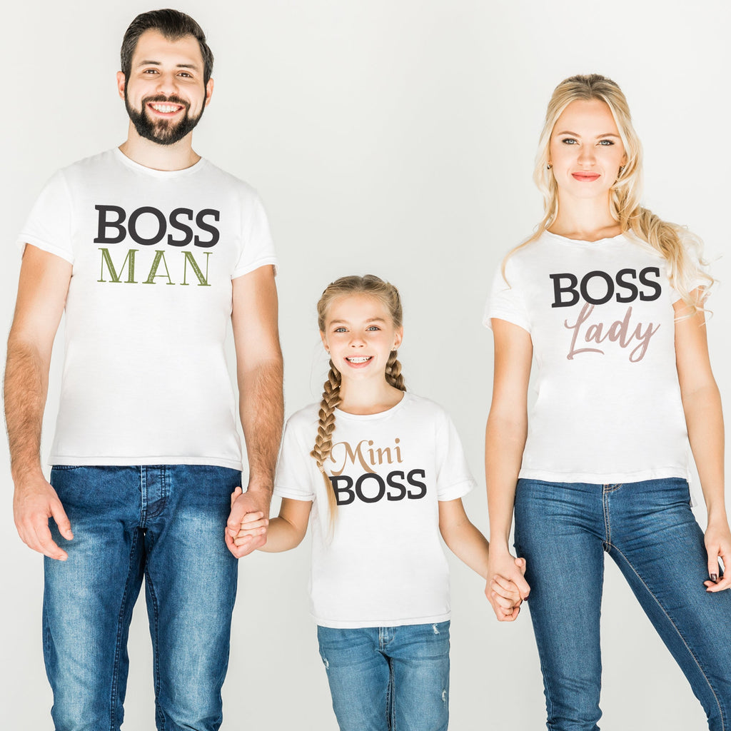Boss Man, Lady & Mini Boss - Whole Family Matching - Family Matching Tops - (Sold Separately)
