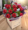 12 Luxury Red Rose Hand Tied Bouquet - Dozen Red Roses