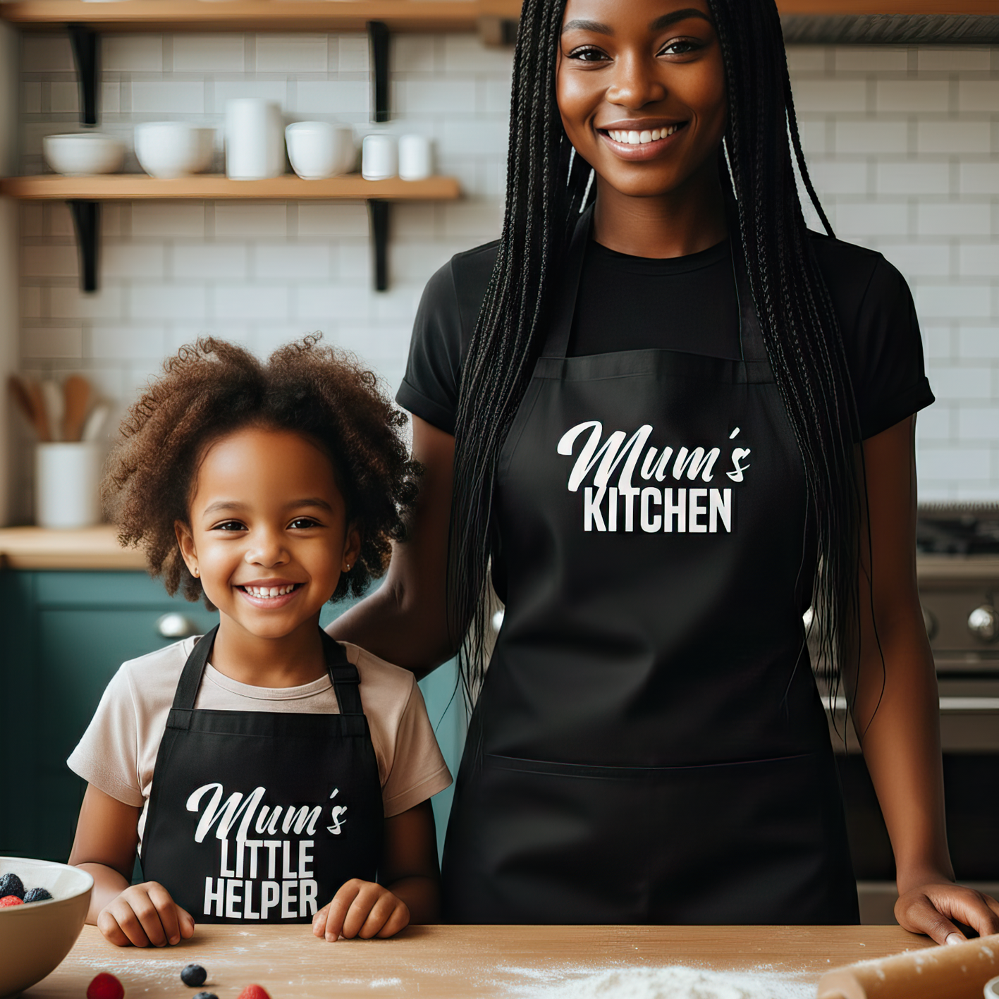 Mum's Kitchen & Mum's Little Helper - Womens & Kids Aprons - (Sold Separately)