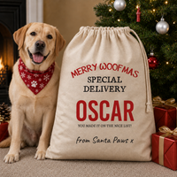 Personalisierter Name Merry Woofmas Schöne Liste Weihnachtsmannsack - Weihnachtsmannsack