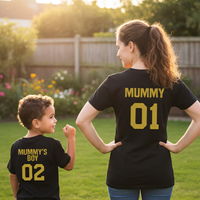 Mummy 01 & Mummy's Boy 02 - Baby T-Shirt & Bodysuit / Mum T-Shirt Matching Set - (Sold Separately)