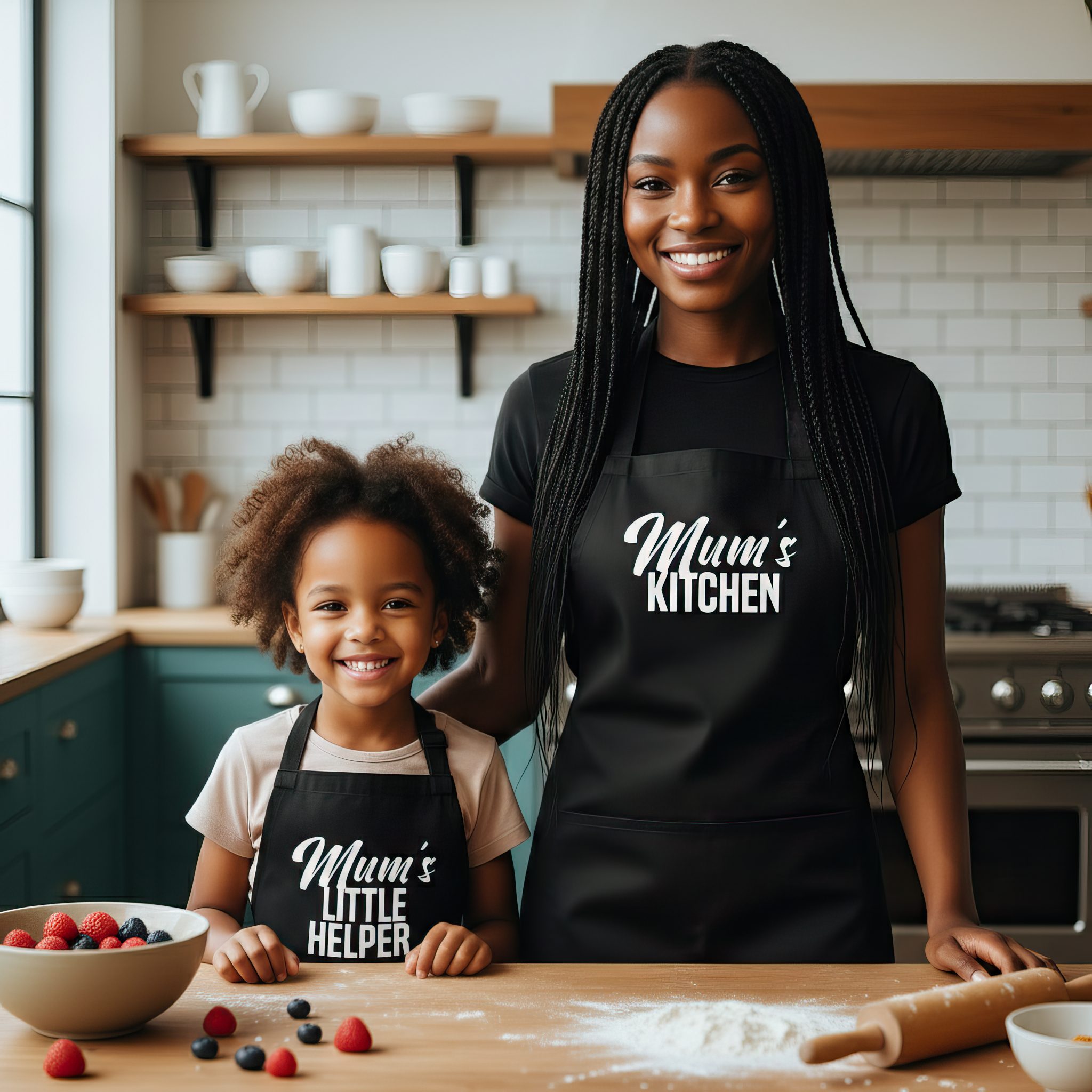 Mum's Kitchen & Mum's Little Helper - Womens & Kids Aprons - (Sold Separately)