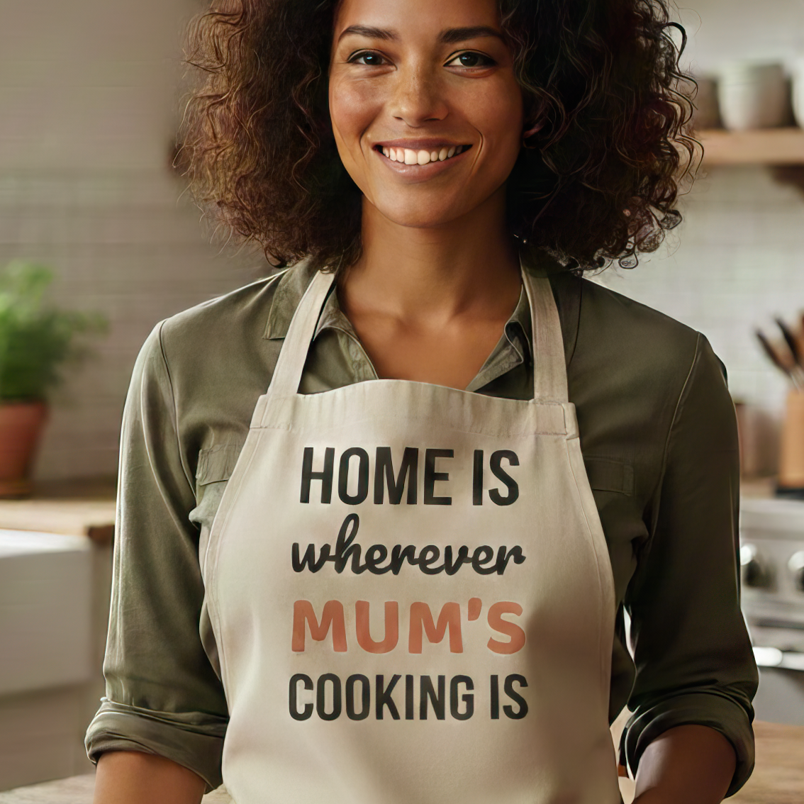 Home Is Wherever Mum's Cooking Is - Printed Apron