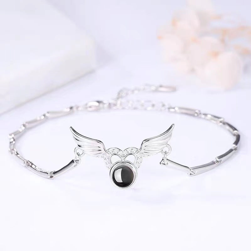 Noble and Fashionable Angel Wings Projection Gem Bracelet - Photo Projection Unique Gift