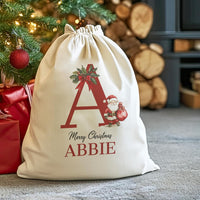 Personalised Merry Christmas Initial and Name - Christmas Santa Sack