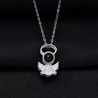Elegant Angel Diamond Necklace with Projection Feature - Photo Projection Unique Gift