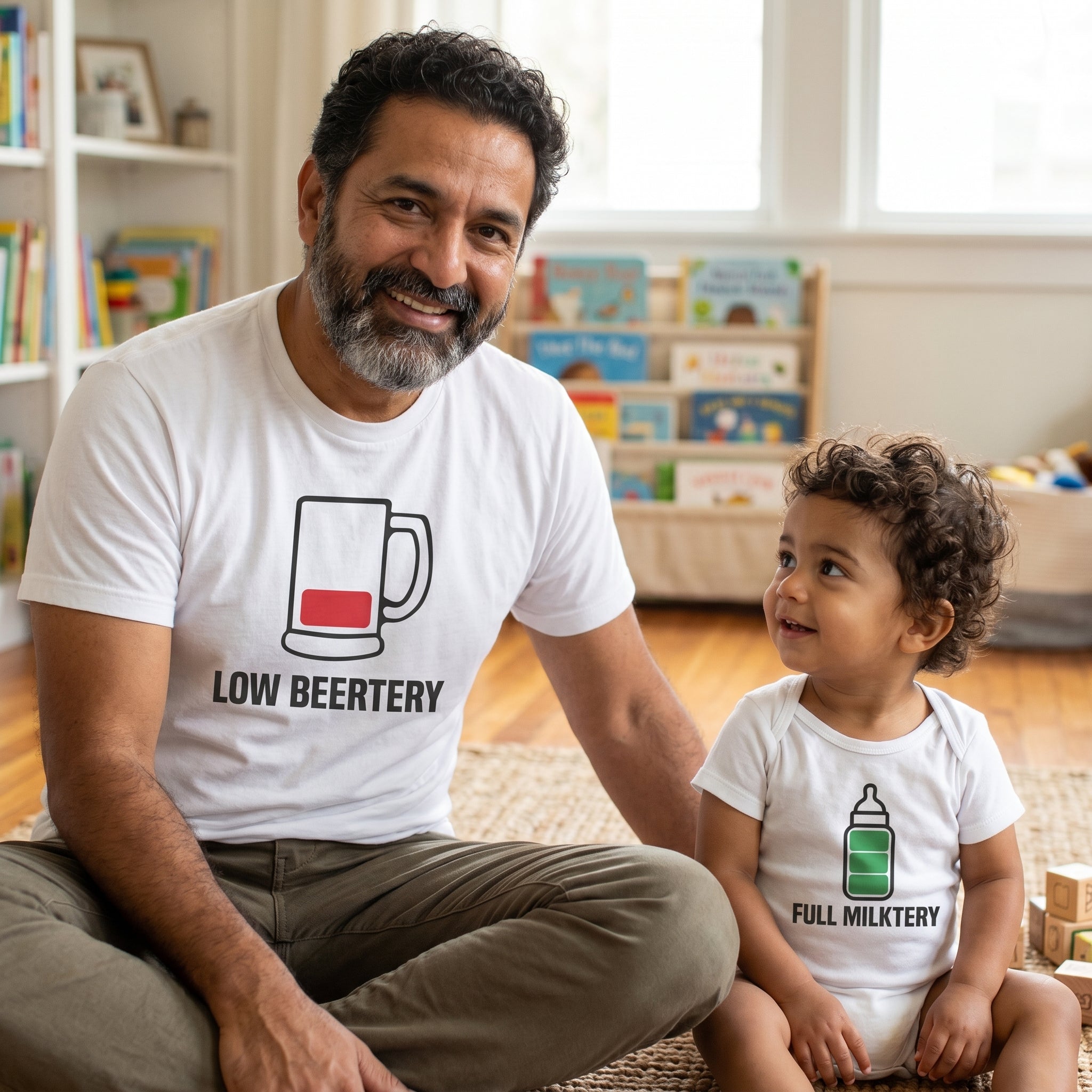 Low Beertery & Full Milktery - Mens T Shirt & Baby Bodysuit - (Sold Separately)