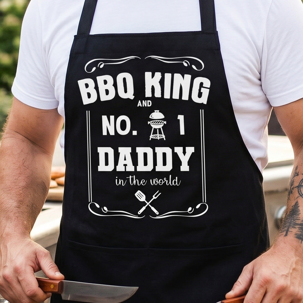 BBQ King No. 1 Daddy In The World - Men's Apron - Dads Apron