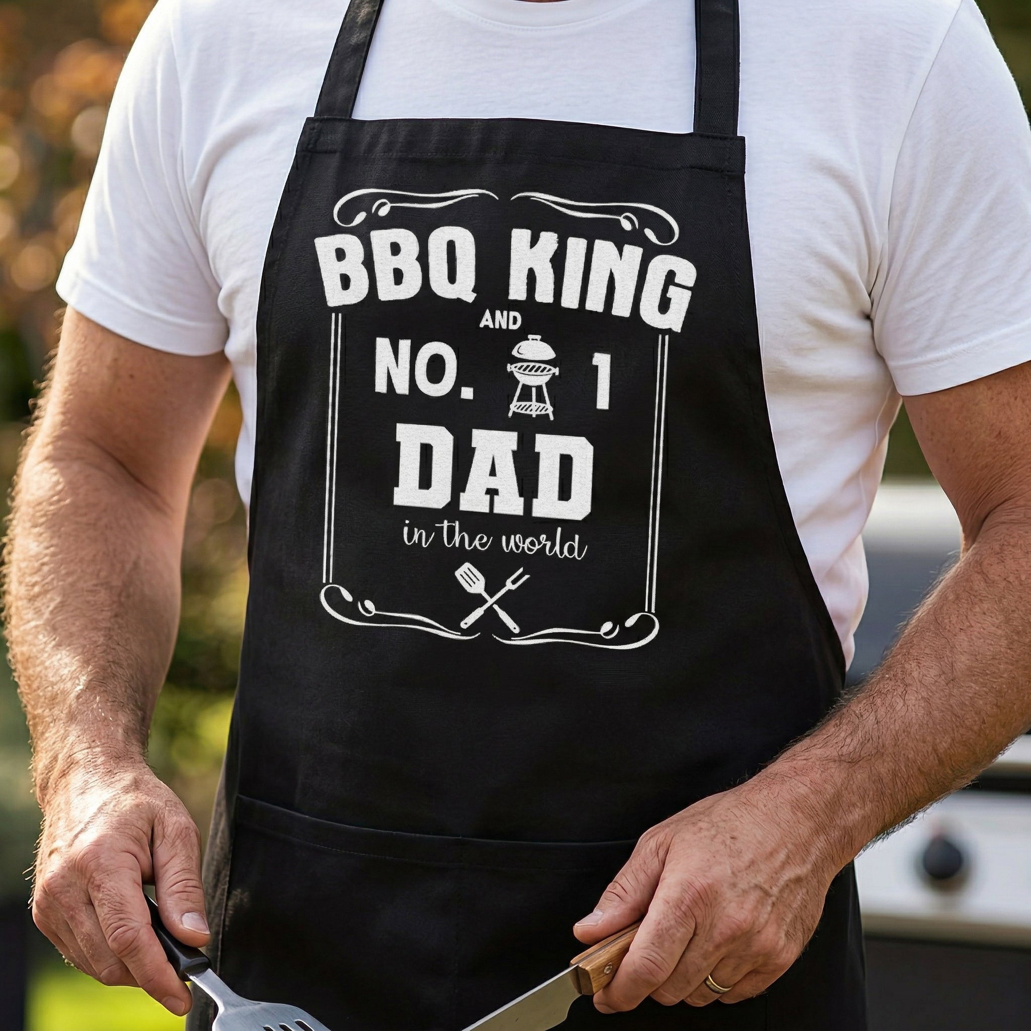 BBQ King No. 1 Dad In The World - Men's Apron - Dads Apron