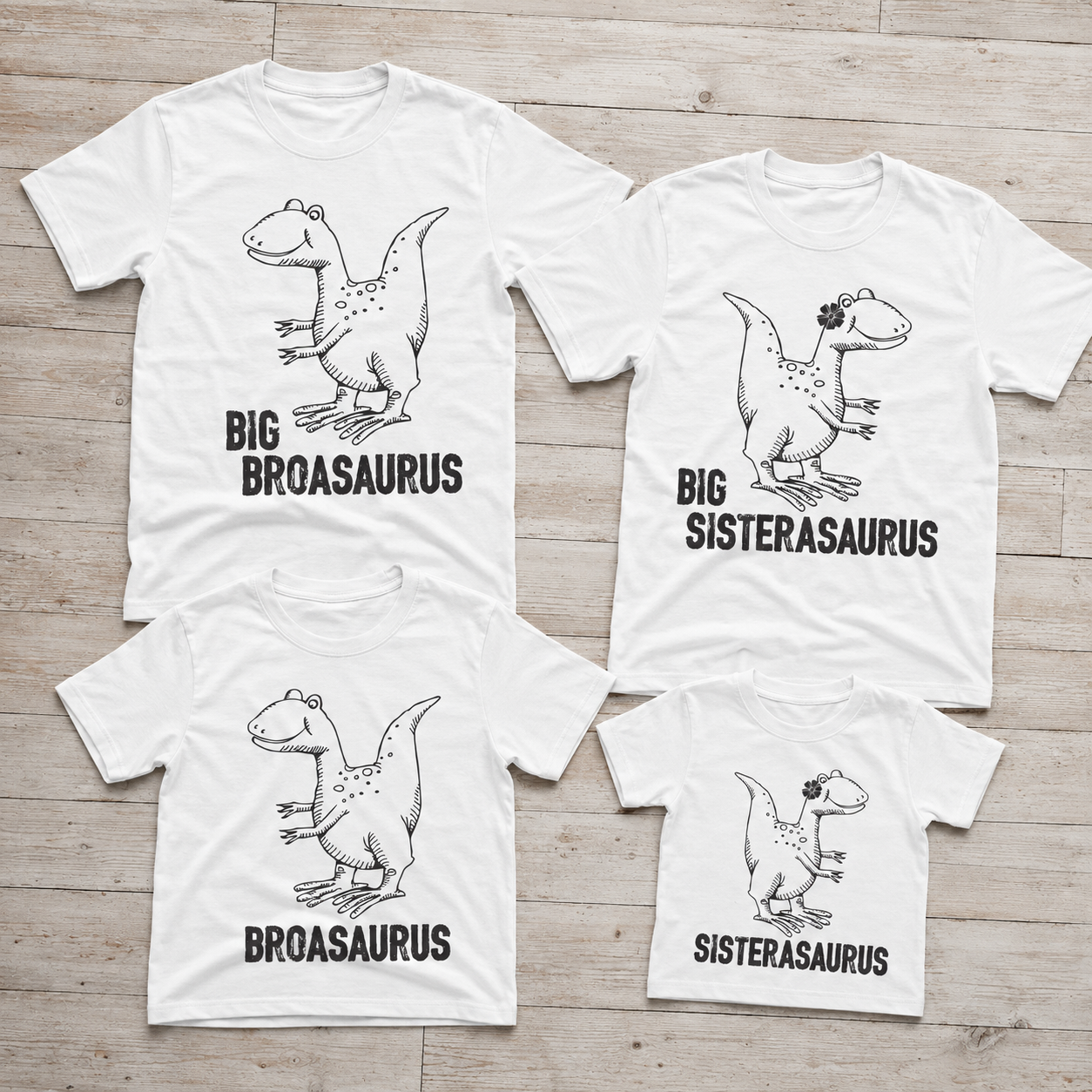 Big & Little Dino Siblings - Matching Sisters & Brother Set - 0M upto 14 years - (Sold Separately)