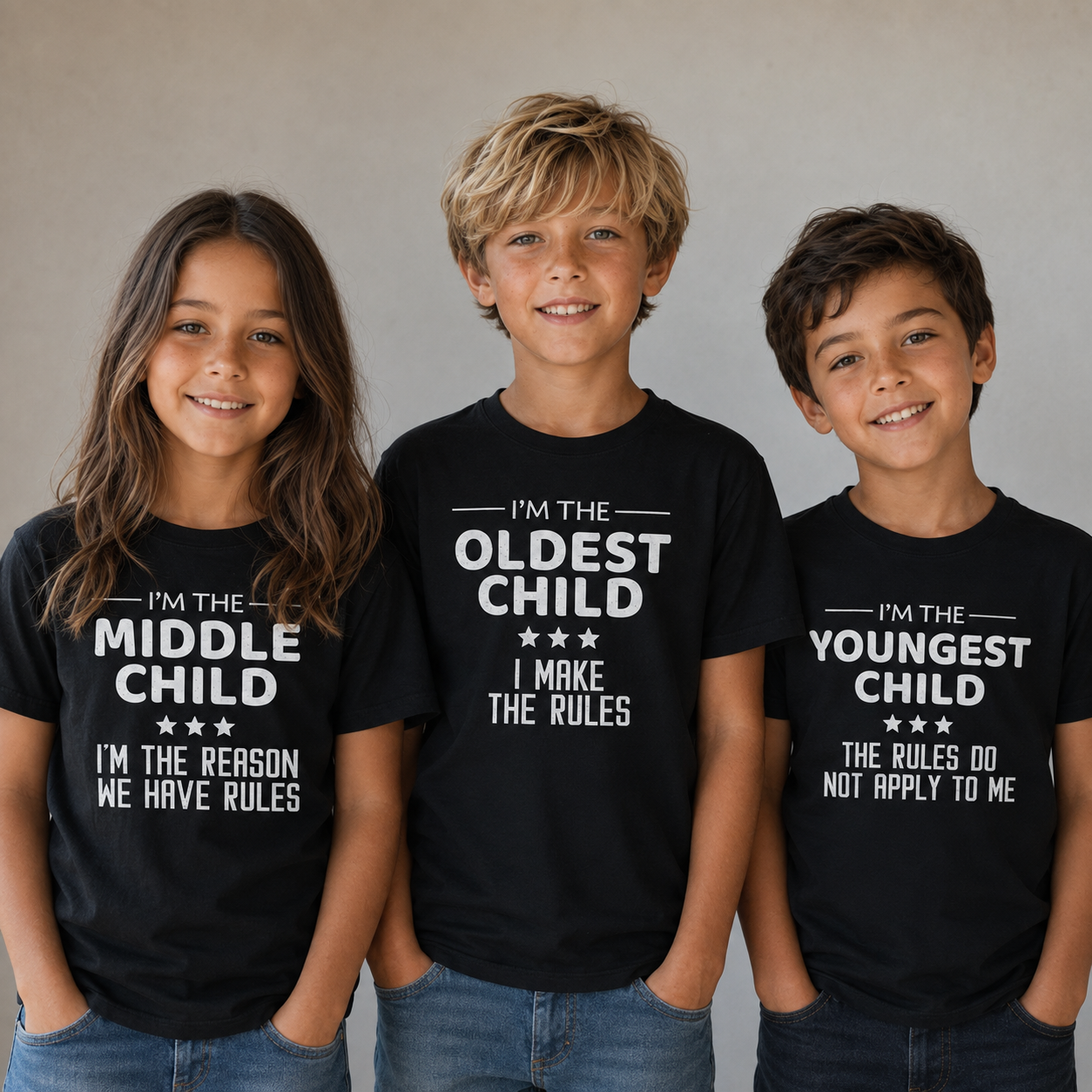 Oldest, Middle, Youngest Child - Matching Sisters & Brother Set - 0M upto 14 years - (Sold Separately)
