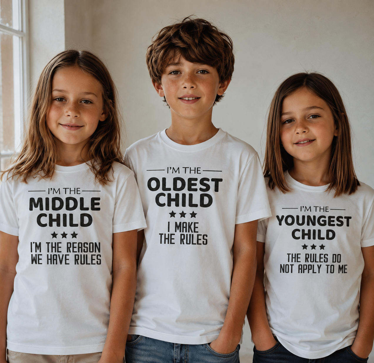 Oldest, Middle, Youngest Child - Matching Sisters & Brother Set - 0M upto 14 years - (Sold Separately)