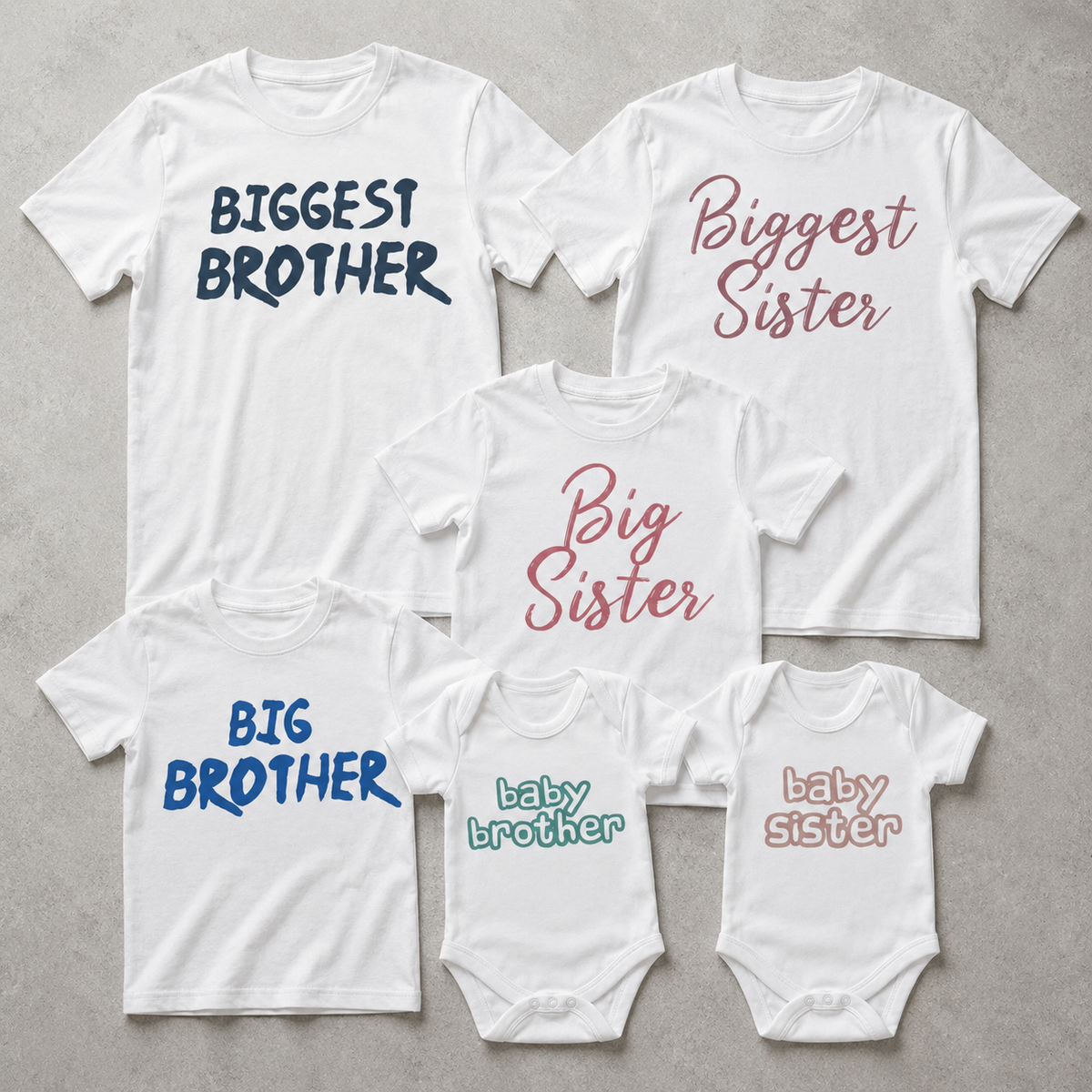 Biggest, Big & Baby Brother Sister - Matching Sisters & Brother Set - 0M upto 14 years - (Sold Separately)