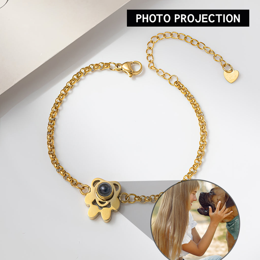 Trendy Dog Paw Design Projection Gem Bracelet - Photo Projection Unique Gift