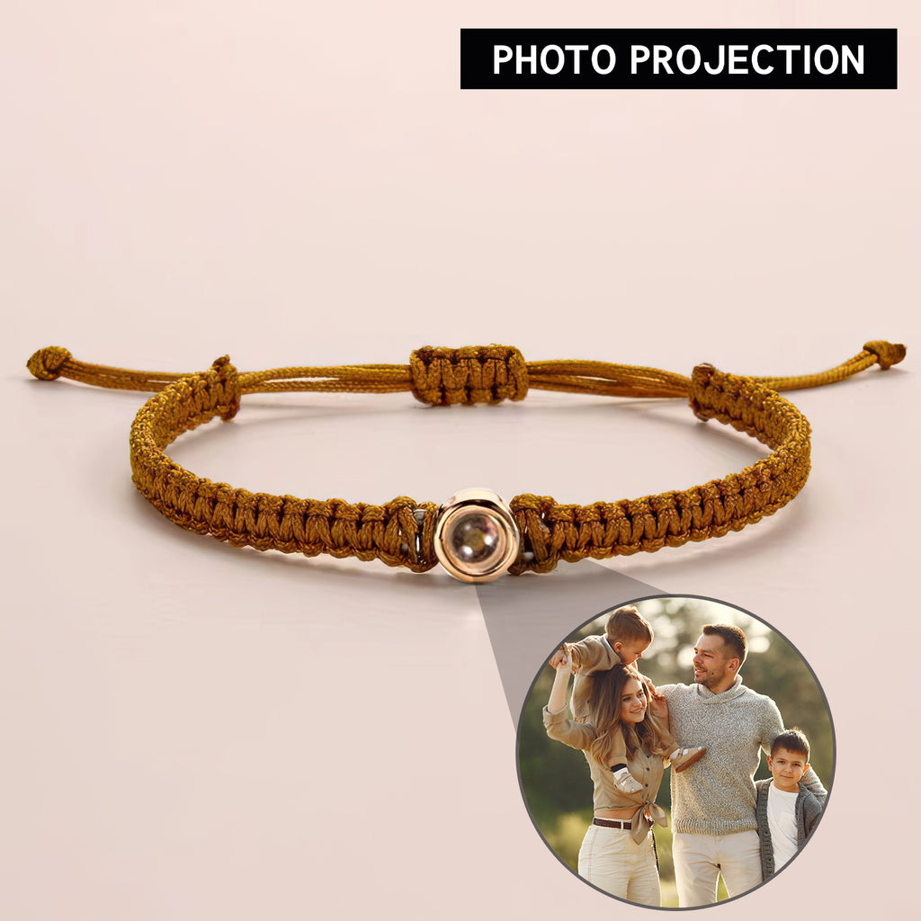 Simple and Grand Braided Rope with Ball Bead Design Projection Gem Bracelet - Photo Projection Unique Gift