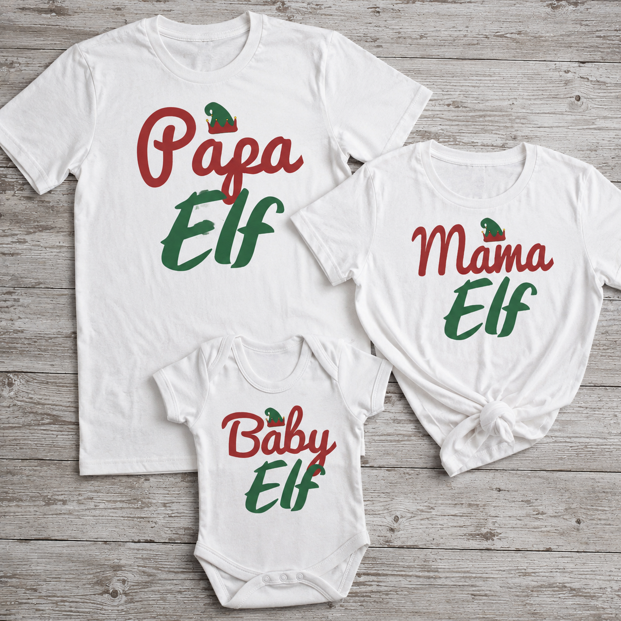 Papa, Mama &amp; Baby Elf – Passende Weihnachtsoberteile für die ganze Familie – Erwachsene, Kinder &amp; Baby – (Separat erhältlich)