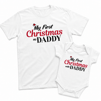 My First Christmas as Daddy Set - Family Matching Christmas Tops - Adult, Kids & Baby - (Sold Separately)