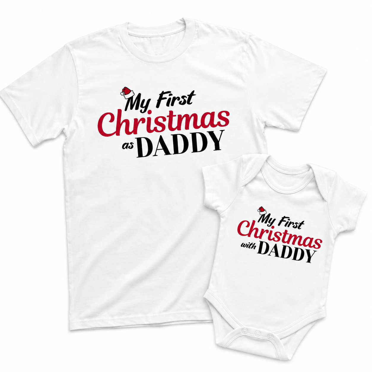 My First Christmas as Daddy Set - Family Matching Christmas Tops - Adult, Kids & Baby - (Sold Separately)