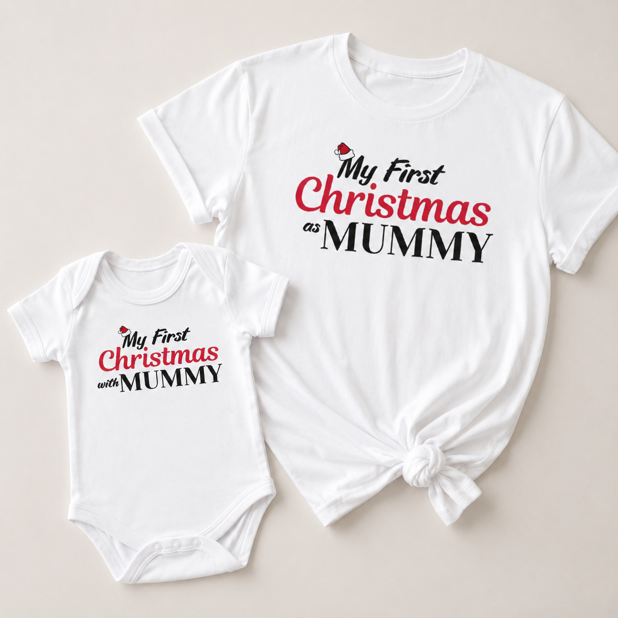 My First Christmas as Mummy Set - Family Matching Christmas Tops - Adult, Kids & Baby - (Sold Separately)