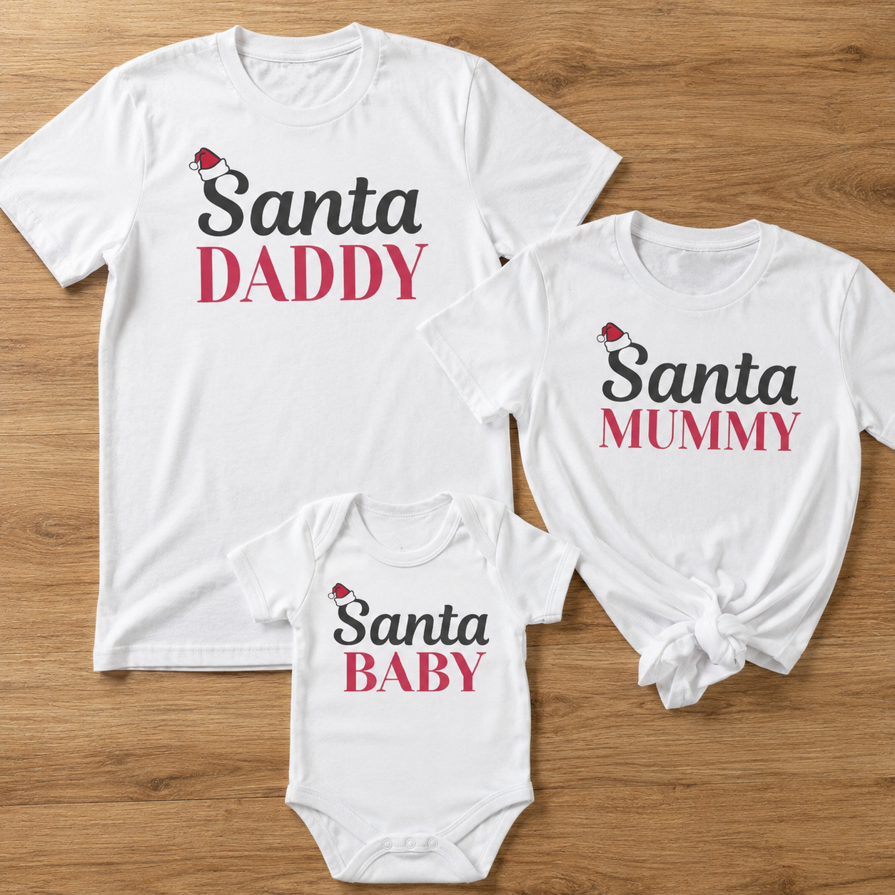 Santa Daddy, Mummy & Baby - Family Matching Christmas Tops - Adult, Kids & Baby - (Sold Separately)