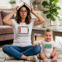 Low Battery - Baby T-Shirt & Bodysuit / Mum T-Shirt - (Sold Separately)
