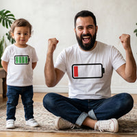 Low And Full Battery - Dad / Mum T-Shirt & Baby Bodysuit - (Sold Separately)