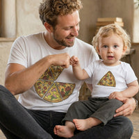 Pizza & Pizza Slice - Matching Set - Baby Bodysuit & Dad / Mum T-Shirt - (Sold Separately)