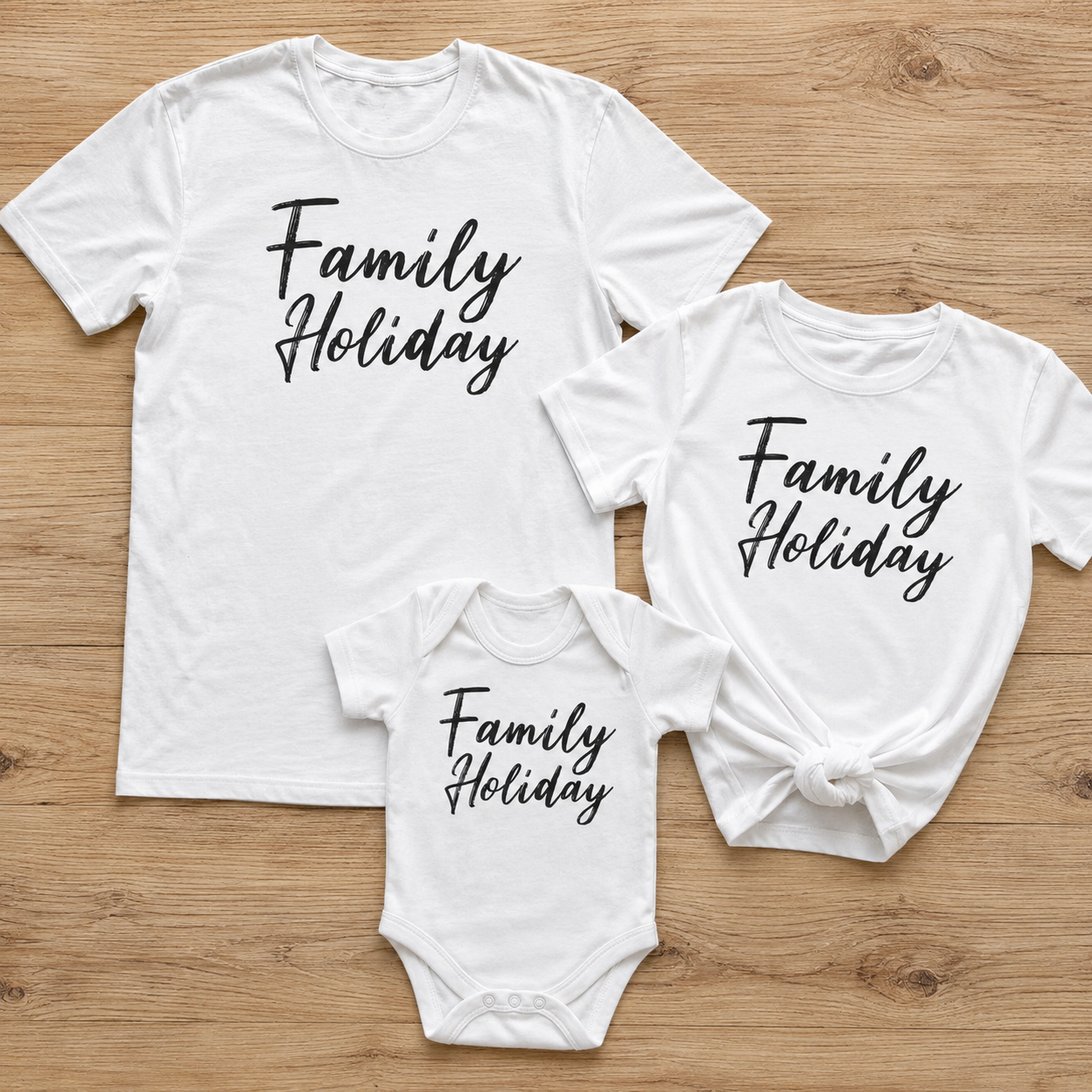 Family Holiday - Matching Family Holiday Set - Baby Bodysuit & Kids T-Shirt, Mum & Dad T-Shirt - (Sold Separately)