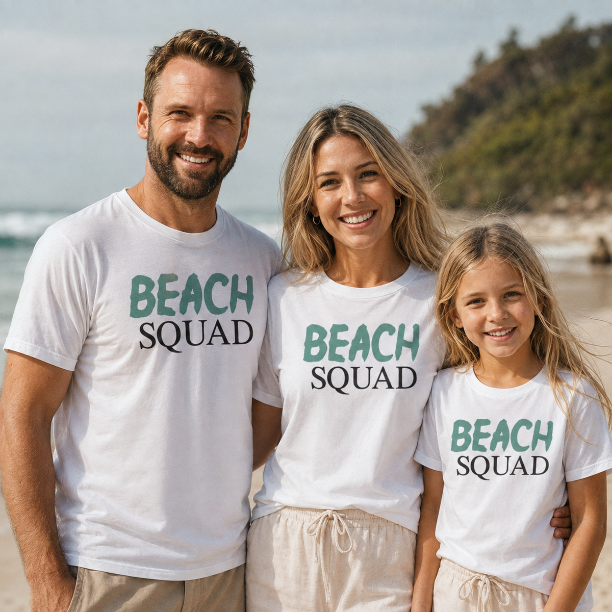 Beach Squad – Passendes Familienurlaubsset – Baby-Body und Kinder-T-Shirt, Mama- und Papa-T-Shirt – (separat erhältlich)