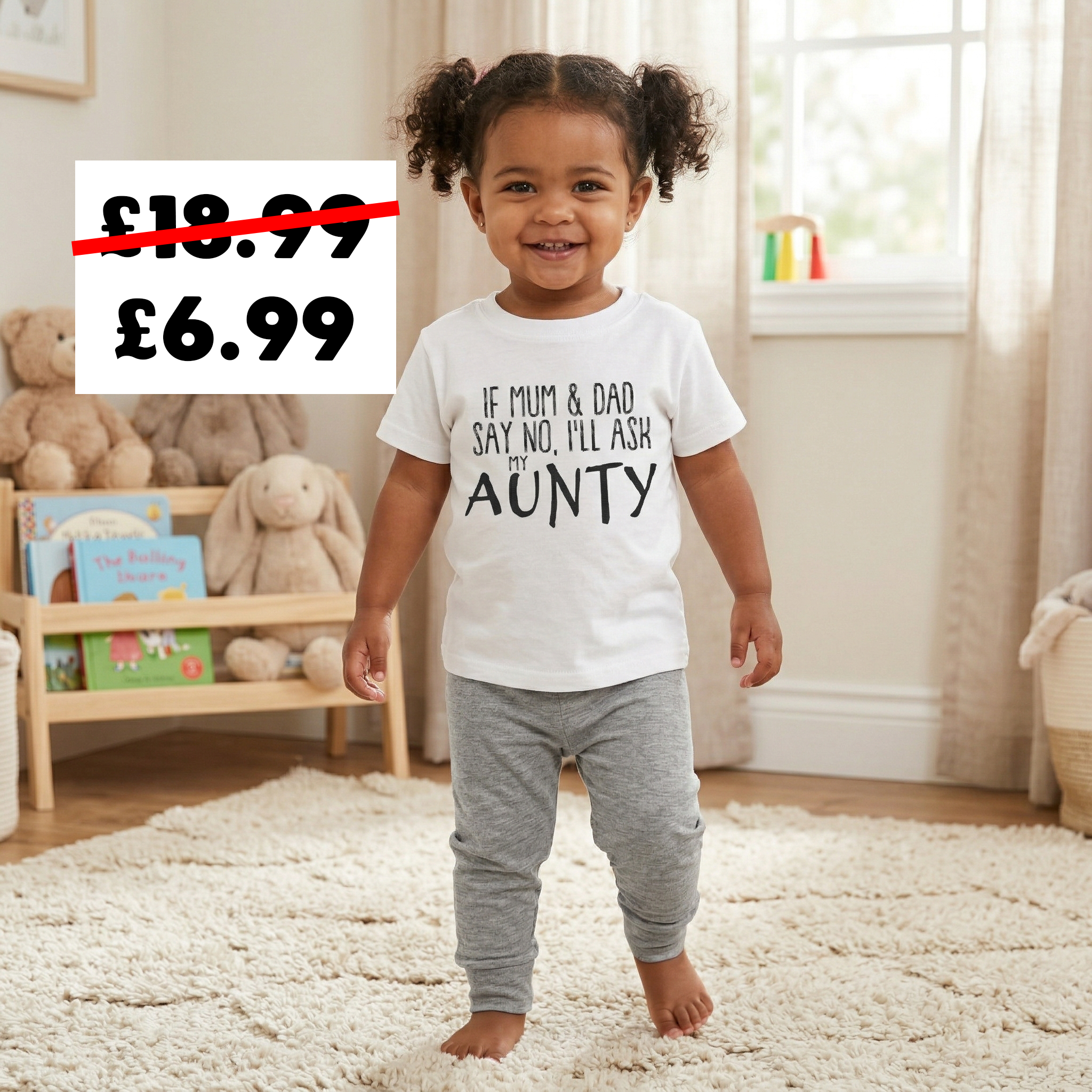 If Mum & Dad Say No, Ask Aunty - Matching Set - Bottoms & Tee - 0 Months to 24 Months