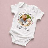 PERSONALISED Our First Christmas Together, Circular Photo & Text - Baby Bodysuit