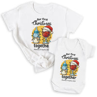 PERSONALISED Our First Christmas Together Milk Bottle & Wine Glass - Baby Gift Set - (Sold Separately)