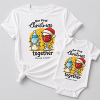 PERSONALISED Our First Christmas Together Milk Bottle & Wine Glass - Baby Gift Set - (Sold Separately)