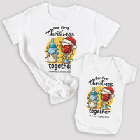 PERSONALISED Our First Christmas Together Milk Bottle & Wine Glass - Baby Gift Set - (Sold Separately)