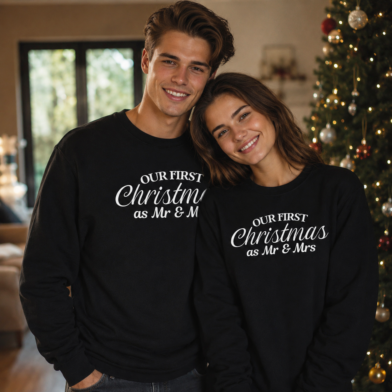 Our First Christmas As Mr & Mrs Christmas Sweater - Christmas Jumper Sweatshirt - All Sizes - (Sold Separately)