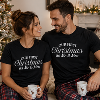 Our First Christmas As Mr & Mrs - Couple's Christmas T-Shirt Gift Set - (Sold Separately)