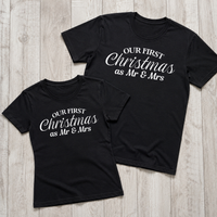 Our First Christmas As Mr & Mrs - Couple's Christmas T-Shirt Gift Set - (Sold Separately)