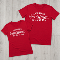 Our First Christmas As Mr & Mrs - Couple's Christmas T-Shirt Gift Set - (Sold Separately)