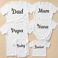 Full Family Names with Elf Hat - Family Matching Christmas Tops - Adult, Kids & Baby - (Sold Separately)